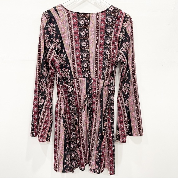 American Rag Belted Floral Button Front Fit & Flare Dress Bell Sleeve Large - Picture 2 of 8